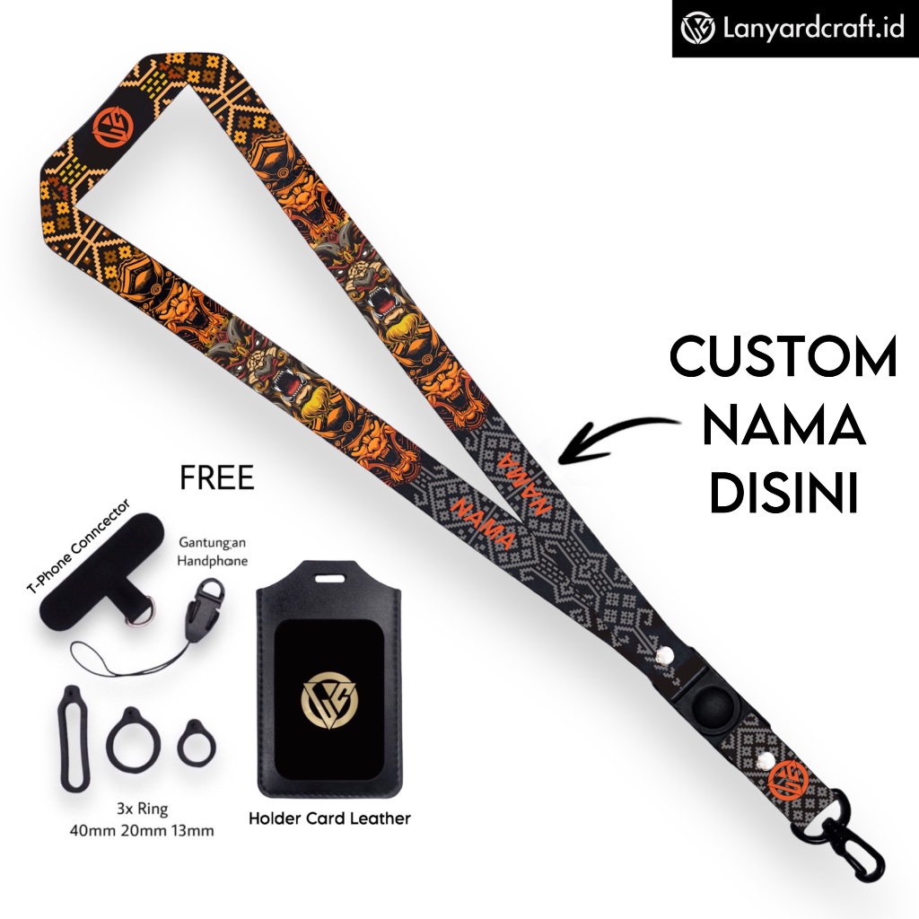 

[SO-BH] Lanyard Craft Custom Nama Tiger Series Request Nama Satuan Gantungan Card Holder Tali Lanyard 2cm