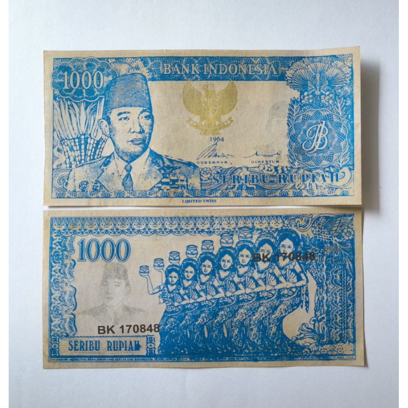 uang souvenir sukarno melengkung pecahan 1000 gambar penari serimpi 7  1964