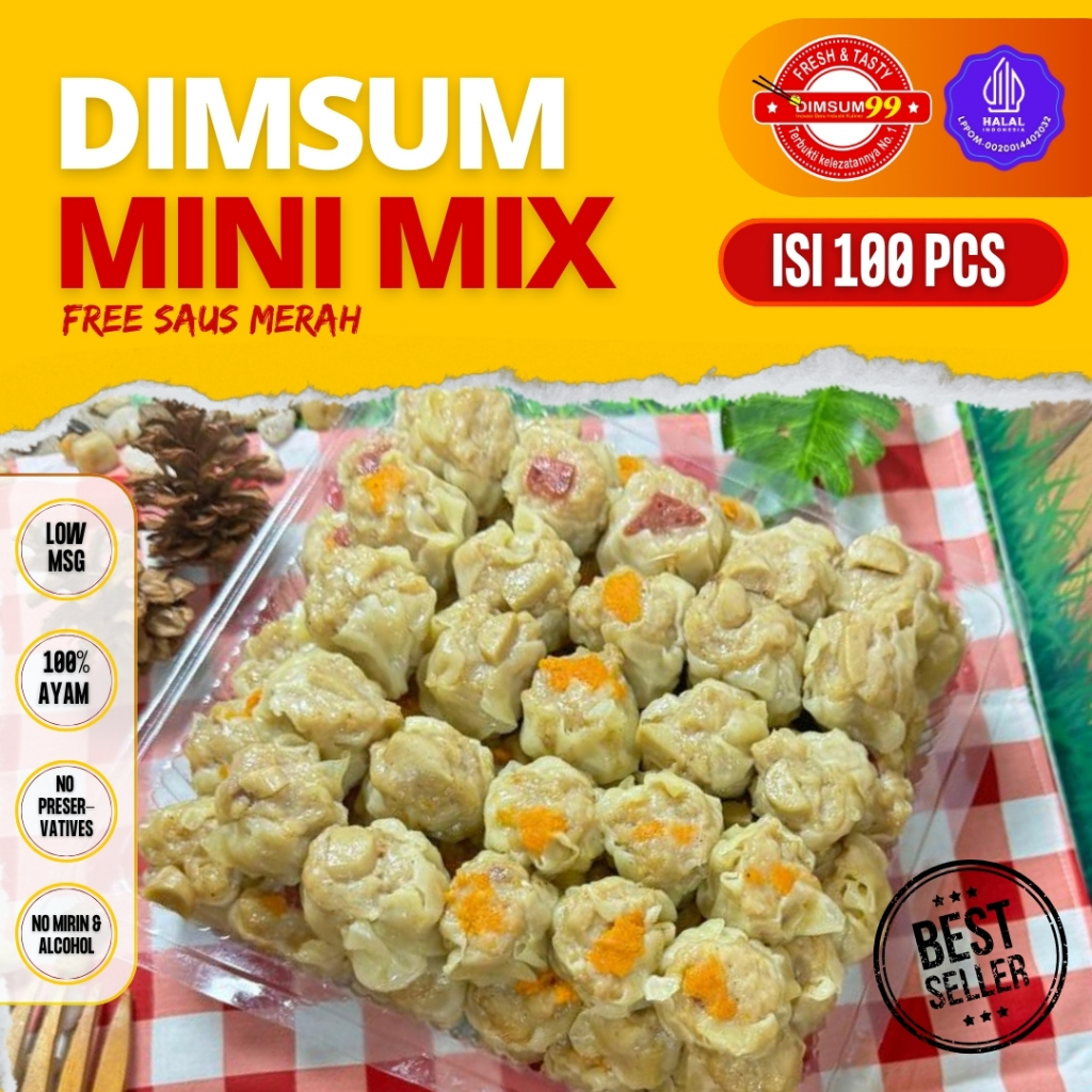 

NEW!! Kemasan Twinwal Dimsum MINI isi 100 pcs Frozen Toping MIX Free Saos Merah