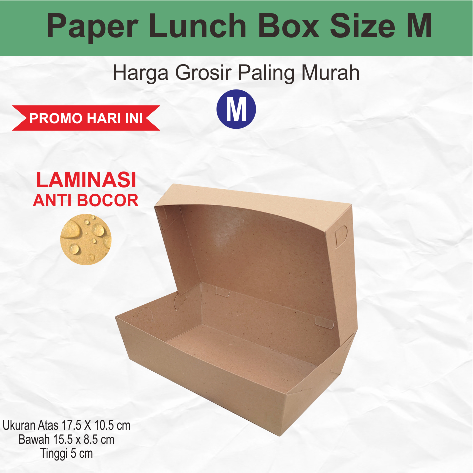 Lunch Box ukuran L M Kotak Makan Kertas Brown Paper Box Makanan