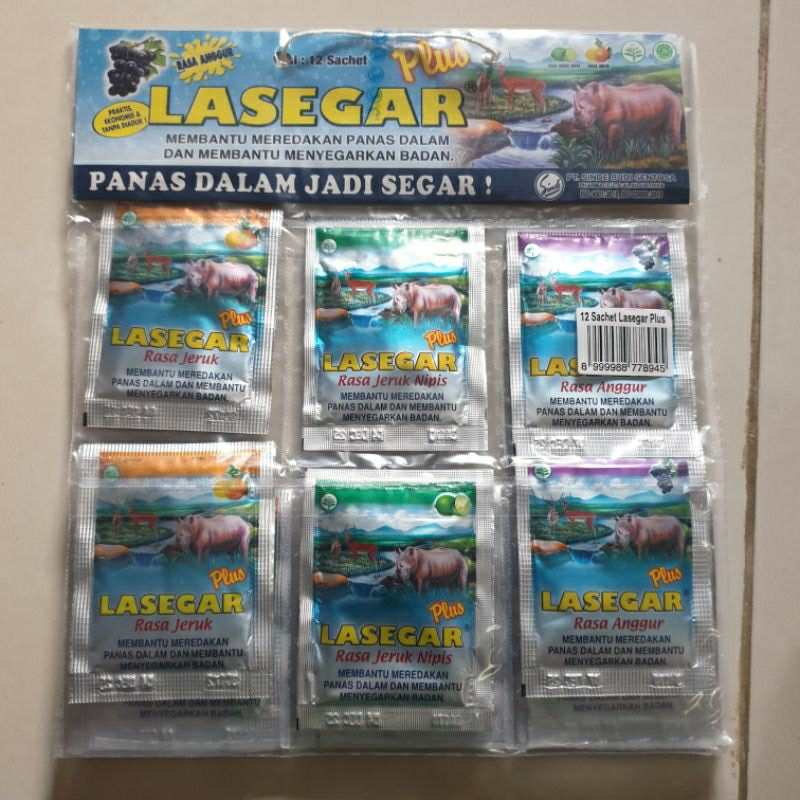 

Lasegar Sachet 7gr 1 Renceng Isi 12 pcs Mix 3 Varian Rasa ( Jeruk nipis , Anggur , Jeruk)