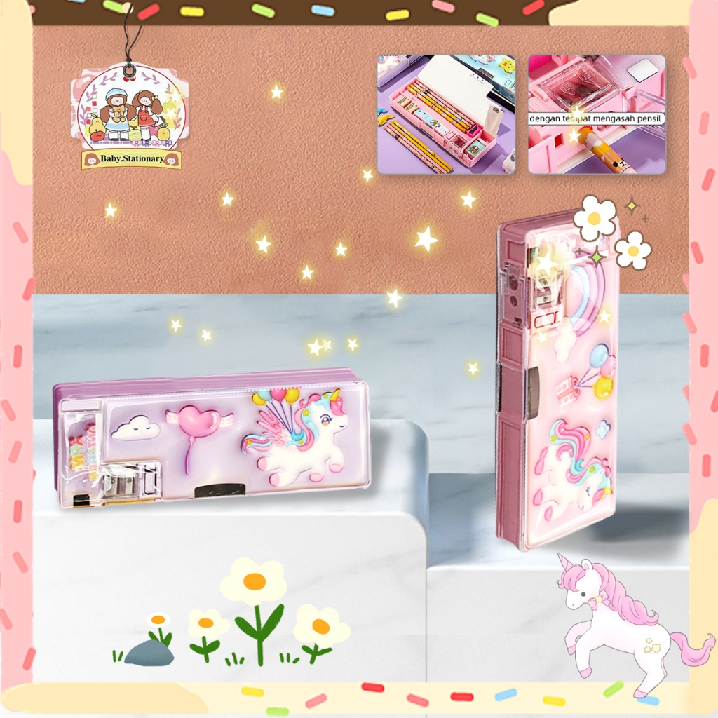 

Kotak alat tulis unicorn 3D / siswa sekolah dasar tempat pensil berkapasitas besar / perlengkapan alat tulis tempat pensil plastik