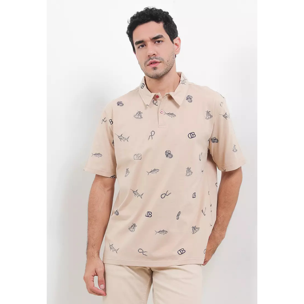 OBERMAIN APPAREL Anchor Nautical Pattern Polo Shirt