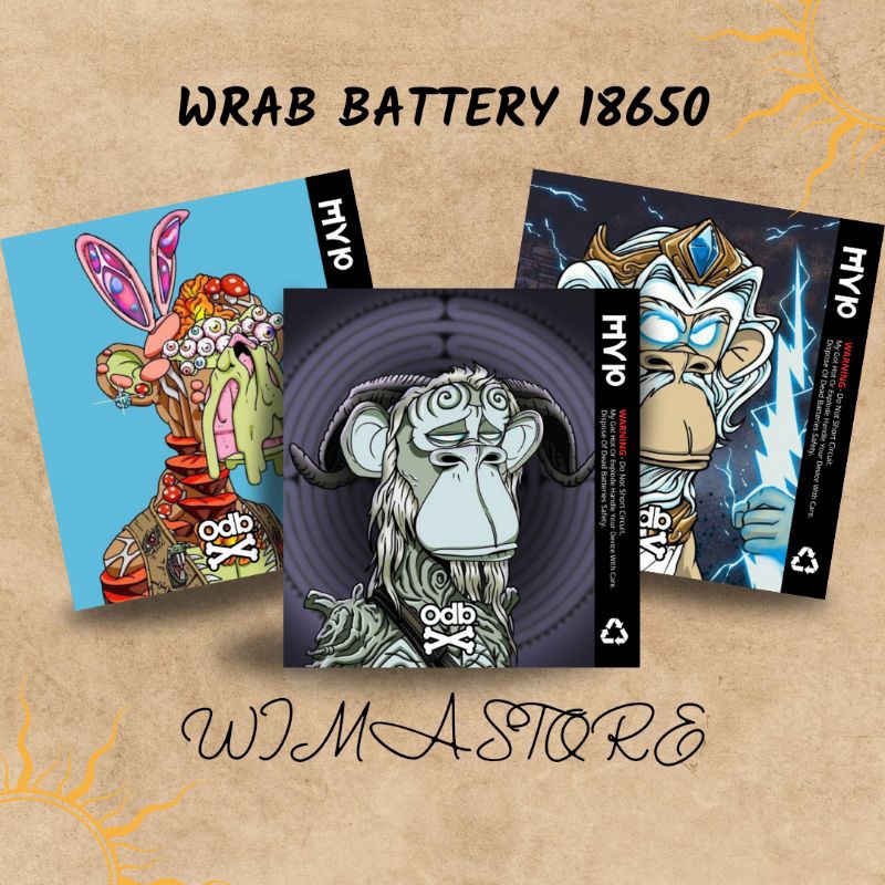 

Stiker Wrap Baterai 18650 ODB NFT Monyet Full Motif Untuk Melindungi Baterai