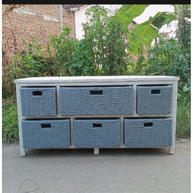 Redy Stok Lemari Laci Rotan Sintetis Laci 6 Meja Tv Dan Rak Buku Susun