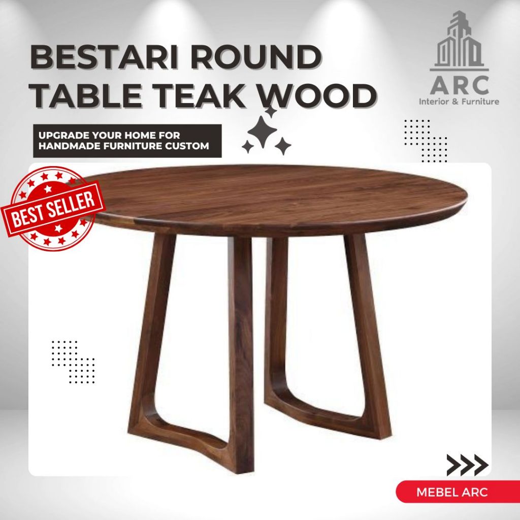 Coffee Table Kayu Jati / Meja Kafe Bulat Kayu Jati