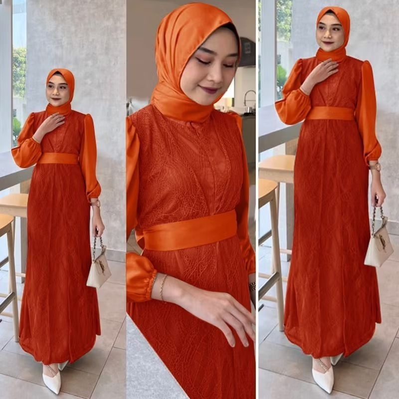 (NEW) SARINA Dress - Baju Gamis BUSUI Dress Maxi Maxy Brukat Brokat Premium Remaja Wanita Perempuan 