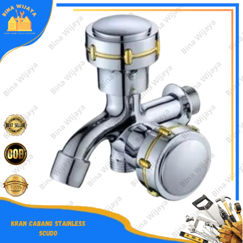 Kran Cabang Stainless Scudo Kran Air Shower Cabang SCUDO ZA 7003 - 1/2" Inch Keran air , Keran besi 