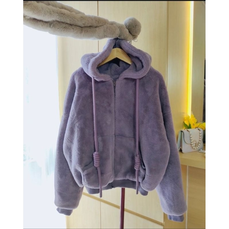 READY LGSUNG KIRIM,NOT NEW[DETAIL DI 1G AKUNBARU _MANUSIALILAC.BACKUP_] JAKET BULU COAT FUZZY WINTER
