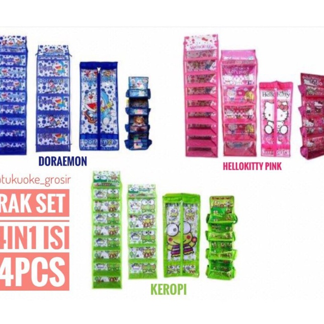 BISA COD KIRIM LANGSUNG RAK SET SEPATU TAS JILBAB 4IN 1 PAKET LENGKAP 4PCS  DORAEMON 4IN1