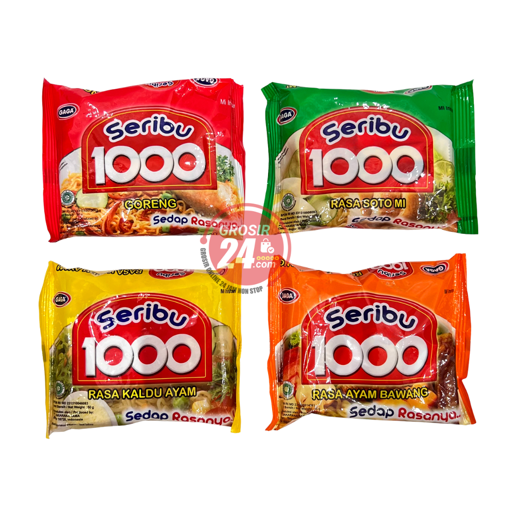 

GROSIR24 - Mi Instan Gaga 1000 Kuah dan Goreng Netto 50 gr, Mie Gaga Seribu Aneka Rasa, Ayam Bawang, Goreng, Kaldu Ayam, Soto Mi, Grosir Ecer Harga Termurah, Terlaris, 100% Original, 100% Halal & BPOM