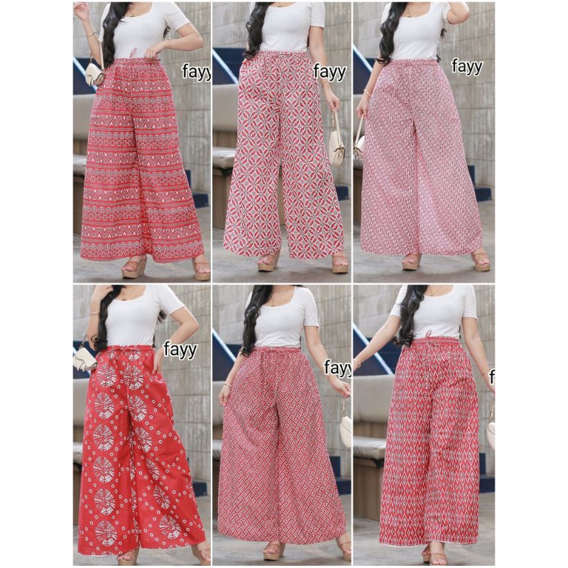 Celana Kulot Merah Putih.Celana Batik Katun