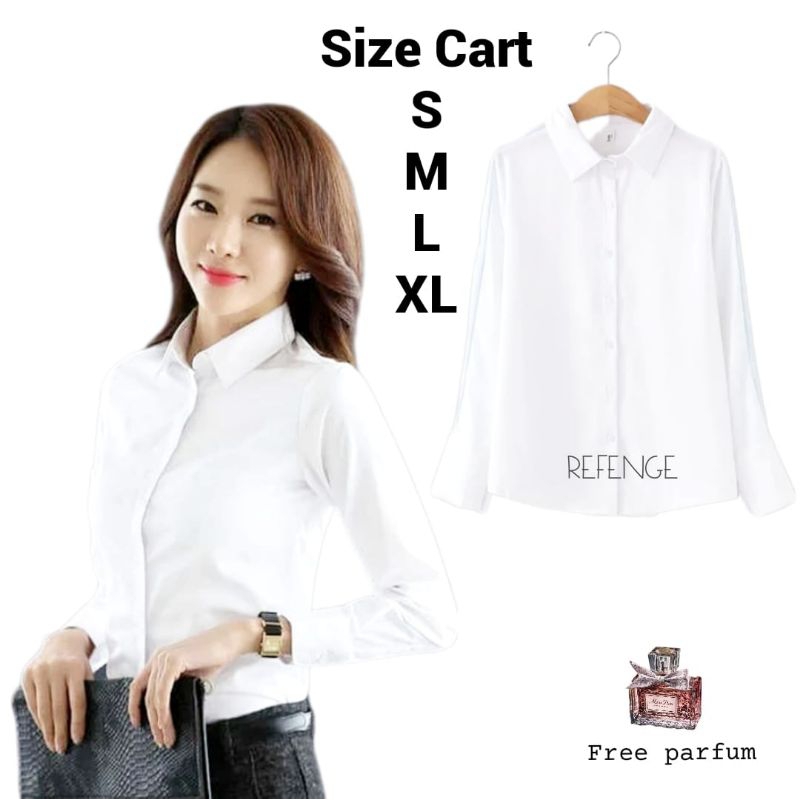 Kemeja Putih Wanita Lengan Panjang - Kemeja Ospek Wanita - Baju Kerja Wanita Kekenian