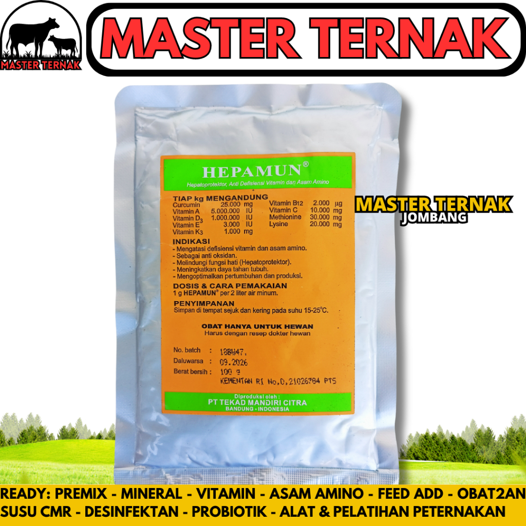 HEPAMUN 100 GRAM - Hepatoprotektor Curcuma Asam Amino Perbaiki Fungsi Hati Ternak Ayam Unggas - Vita