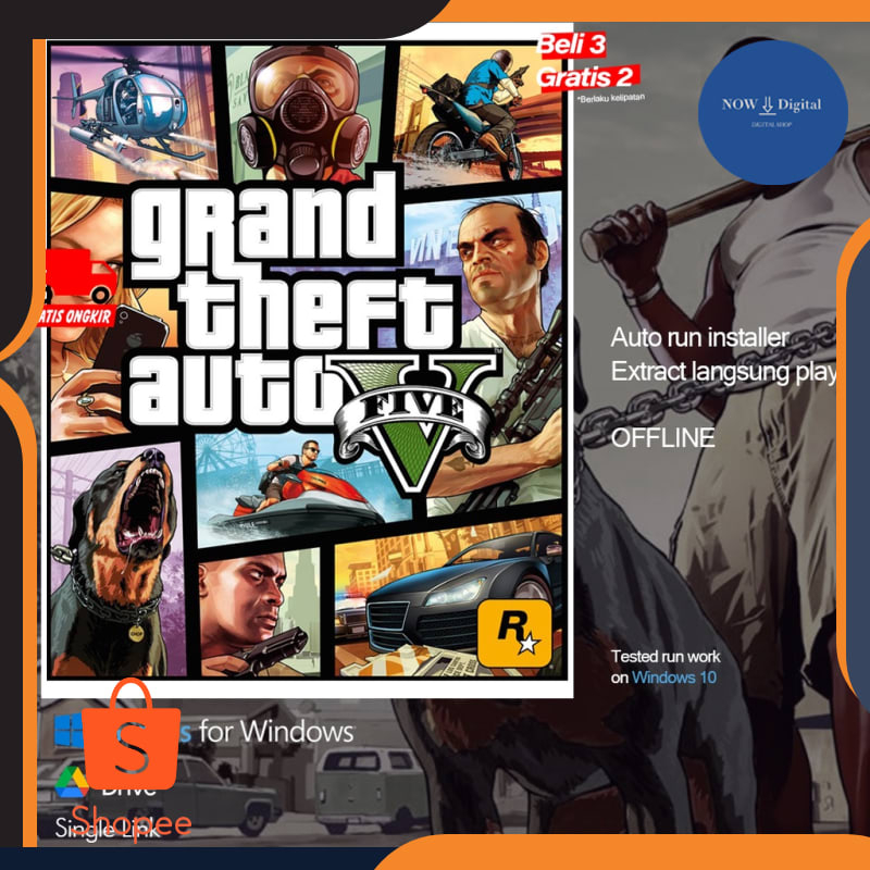 NOWDIGITAL GTA V - Game PC Action Adventure - Download Langsung Play READY