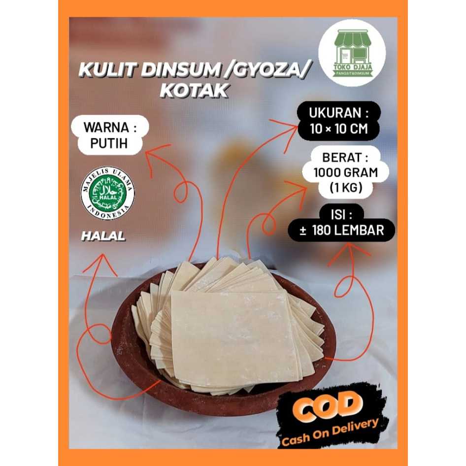 

Kulit Dimsum Kotak Kemasan 1000 gram / 1 KG Warna Putih 10cm x 10cm Tipis Kulit Siomay Gyoza Enak Halal