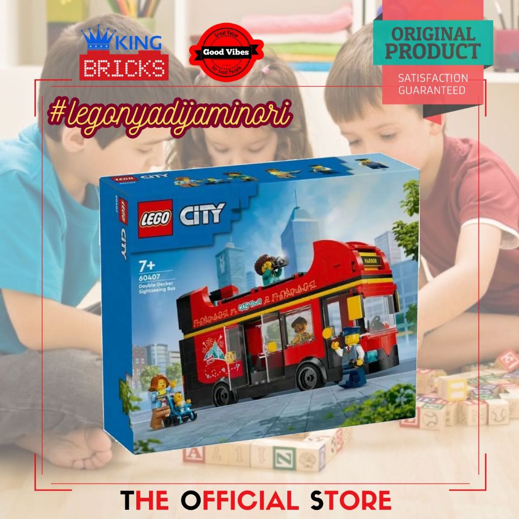 LEGO Original CITY 60407 Double-Decker Sightseeing Bus - Mainan Anak Edukasi Mobil Bis Tour Jalan-Ja