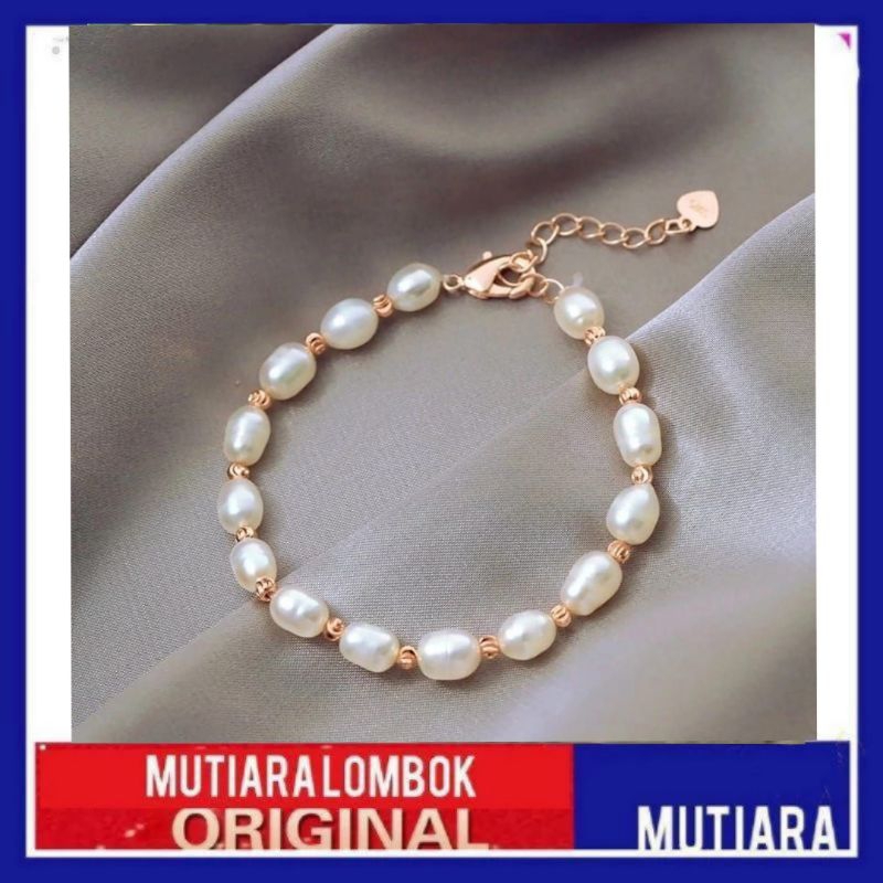 Jewelry Gelang Mutiara Air Tawar Asli Lombok Perhiasan Gelang Tangan Wanita Pearl Necklace Ori