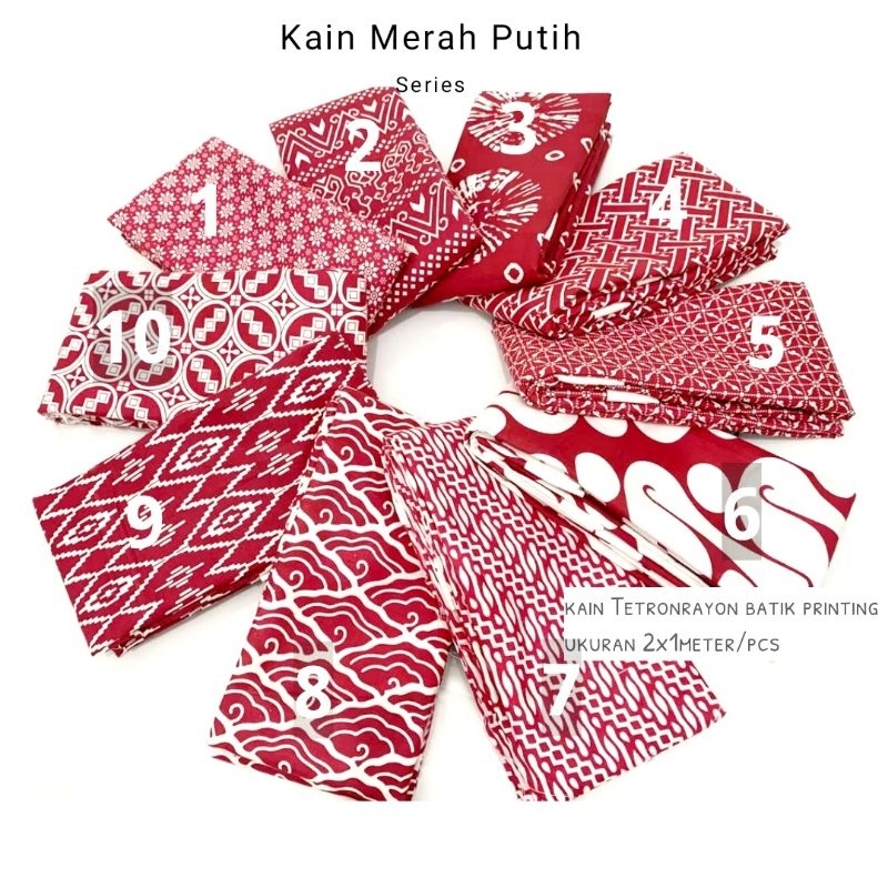 Kain batik merah putih / kain merah putih HUT RI kain merah natal imlek