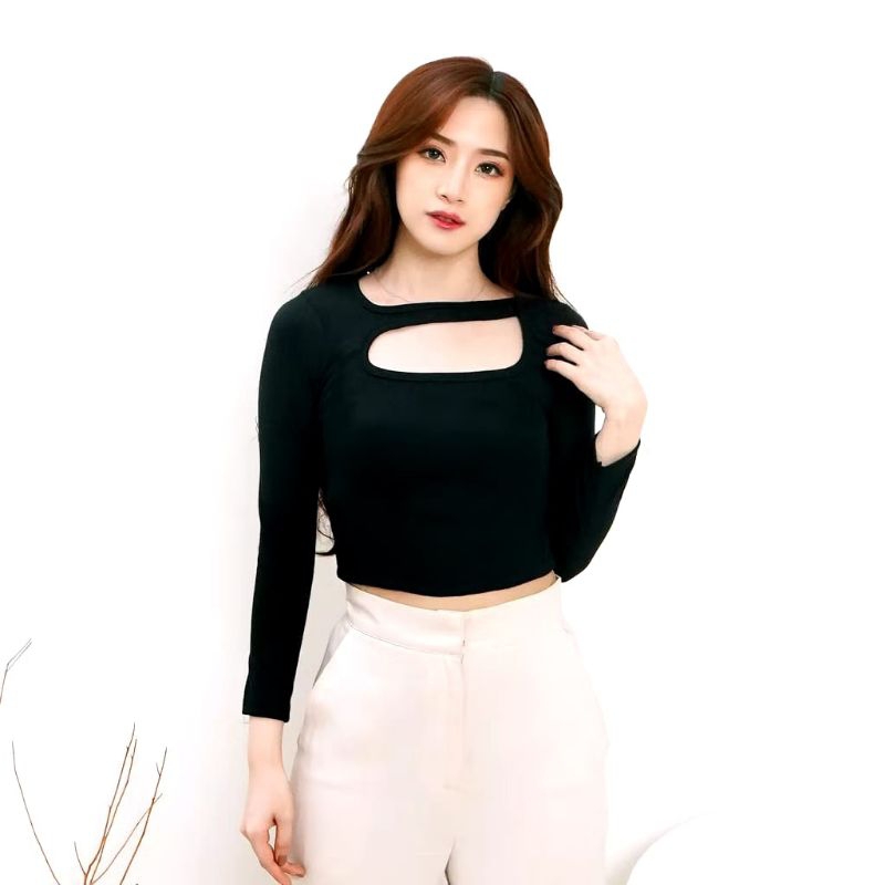 Crop top longsleeve Tarzan /crop top wanita polos lengan panjang 191