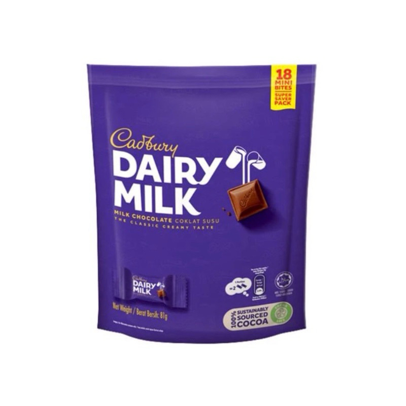 

Cadbury Dairy Milk Cokelat Mini Bites Sharebag Isi 18