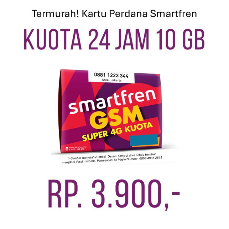 Perdana Fresh Smartfren 10 GB 24 Jam Kuota Kartu Paket Data