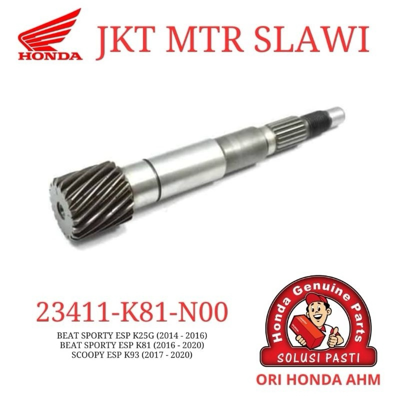 23411-K81-N00 as pully as puli pulley shaft drive beat scoopy spacy vario 110 fi esp beat pop esp 20