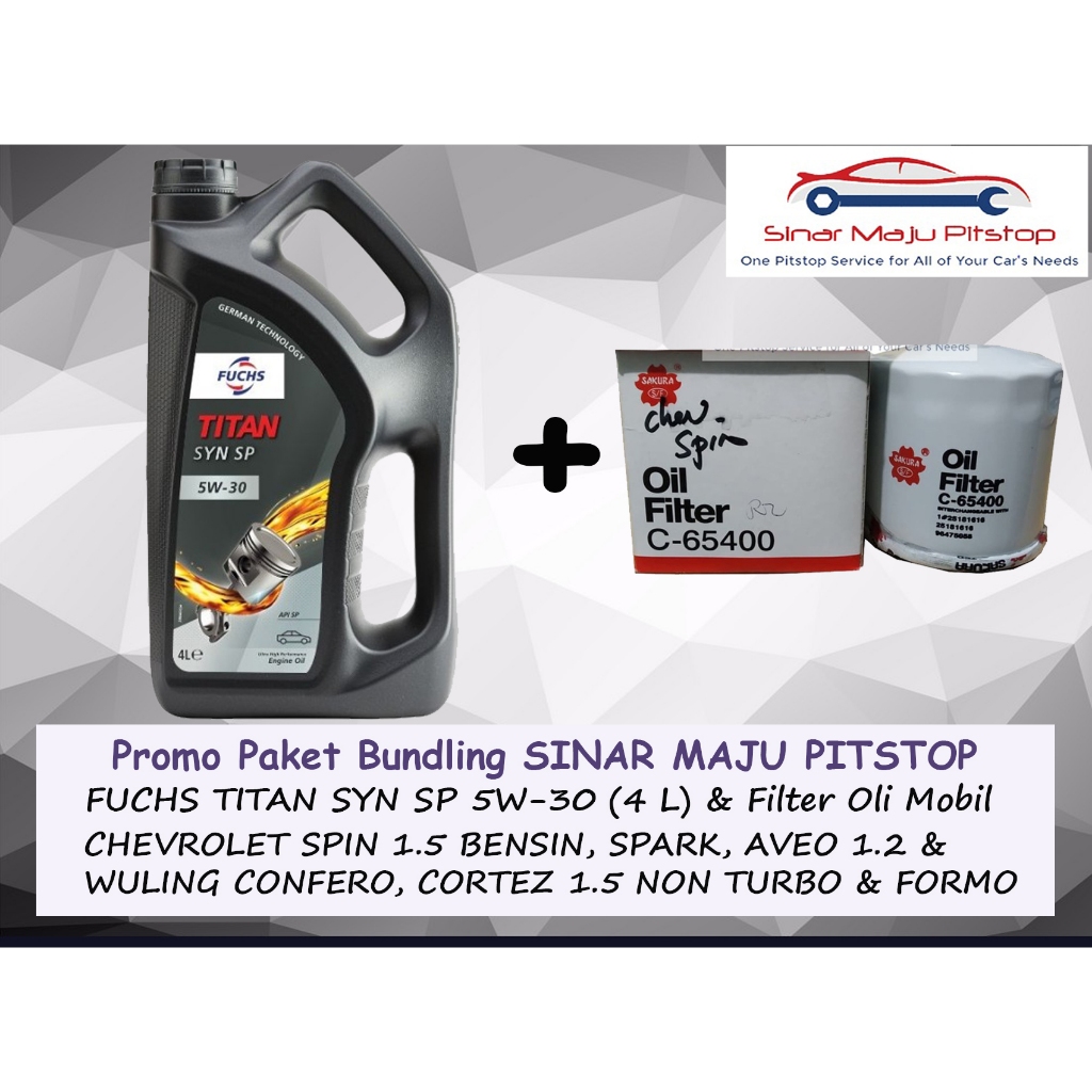 Paket Oli FUCHS TITAN SYN SP FULLY SYNTHETIC 5W-30 Galon 4 Liter & Filter Oli Mobil WULING CONFERO &