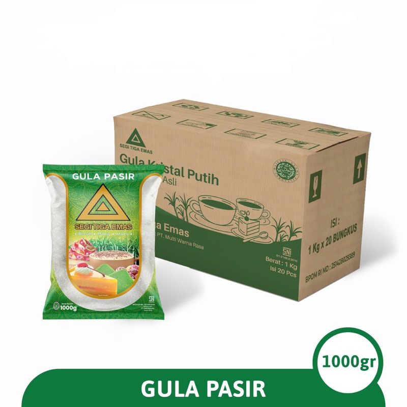 

Gula Segi Tiga Emas 1 Kg ( 1 DUS ISI 20 PACK )