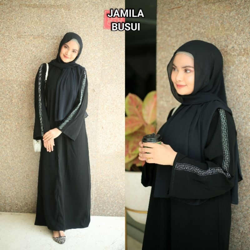 terbaru pusat grosir abaya gamis hitam jamila diamond swaroski jetblack turkey muslimah