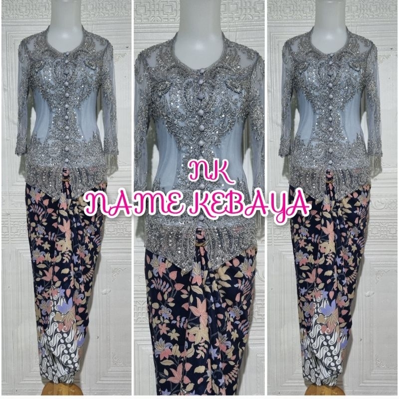 set kebaya pesta kebaya wisuda kebaya kerah sunda lengan 7/8 kebaya payet bisa COD