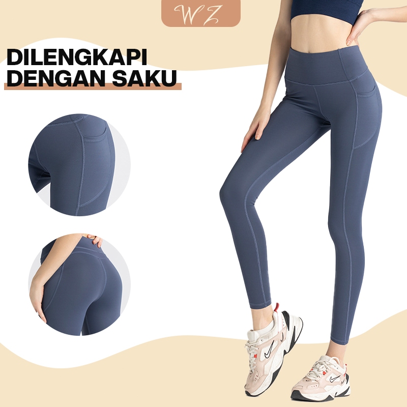 WishZing | Celana Saku Legging Highwaist Wanita - Legging Panjang Wanita Polos