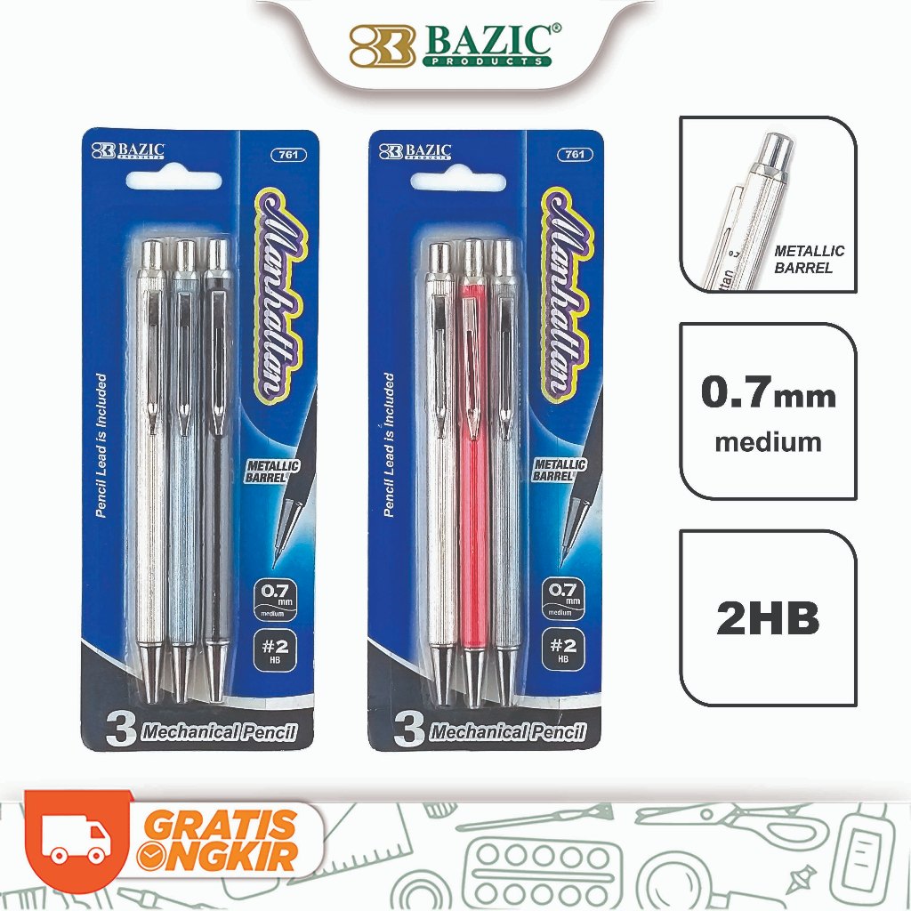 

Pensil Mekanik Bazic Manhattan 0.7mm / Mechanical Pencil