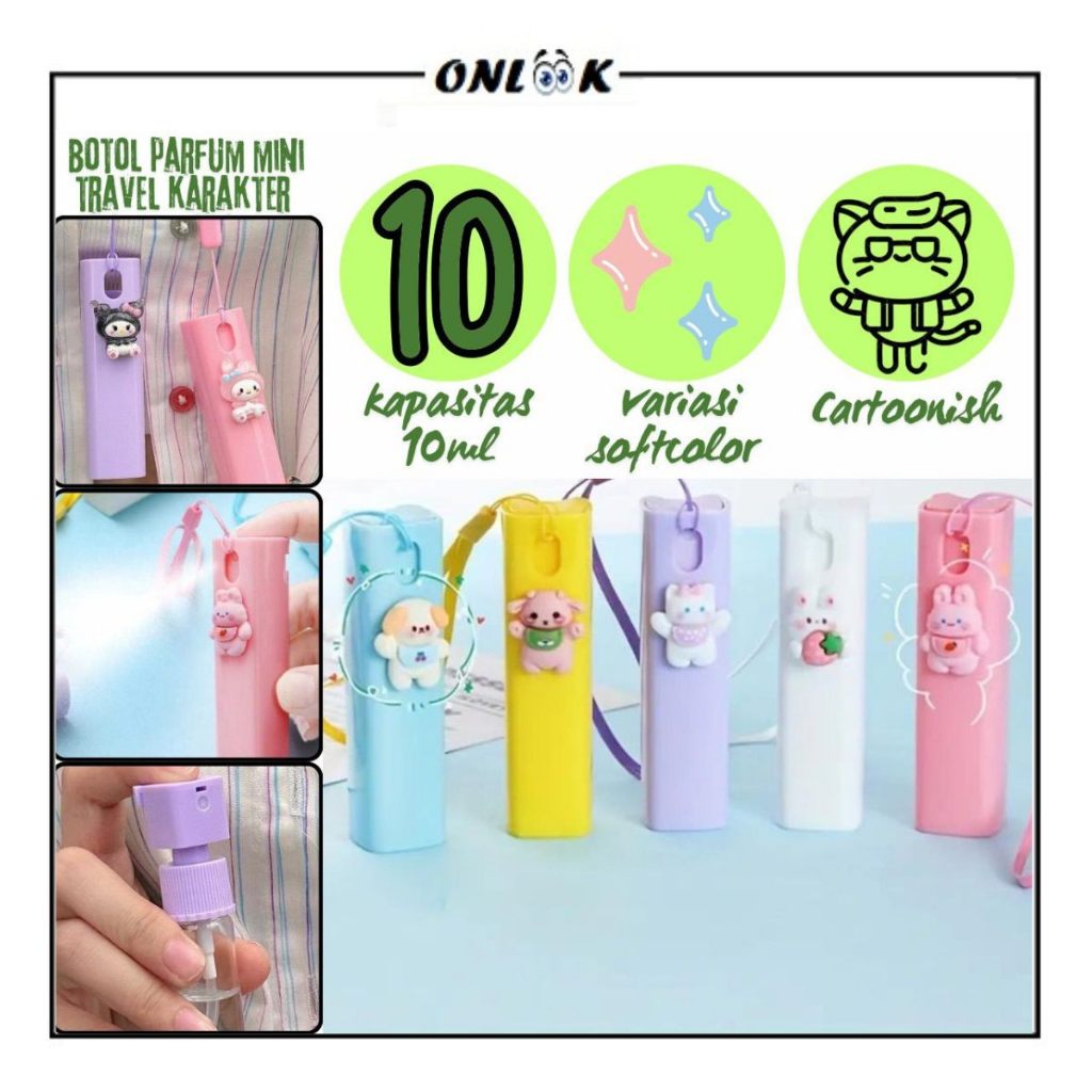 Spray Bottle Refillable Mini Size Travel 10 ml / Wadah Isi Ulang Pump Parfum Toner Handsanitizer Fre