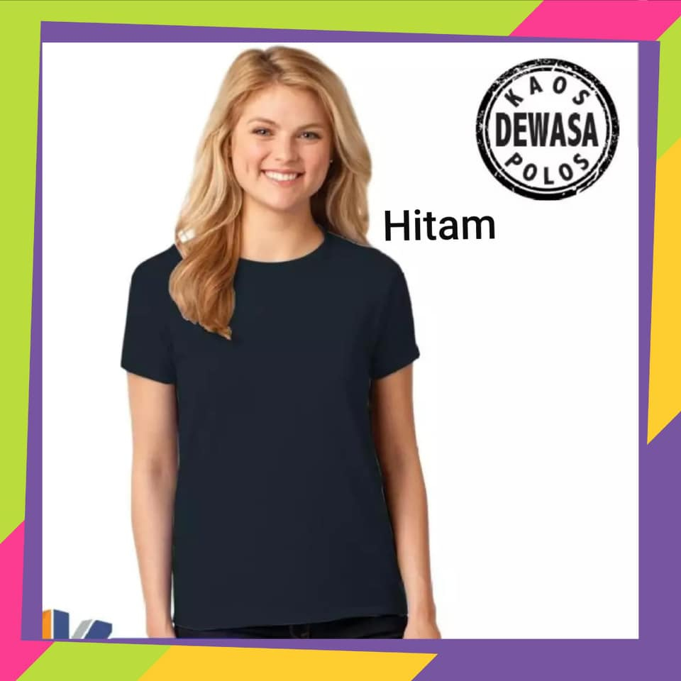 Kaos Polos Pendek Wanita warna Hitam - Kaos Oblong Polos Pendek Cewek Hitam - Kaos Polos Lengan Pend