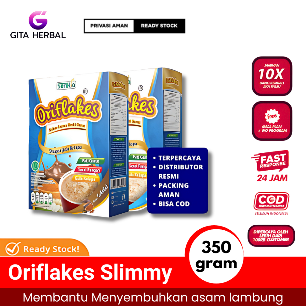

Oriflakes Slim Sereal Umbi Garut Solusi Tepat Diet Sehat Asam Lambung Maag Dan Gerd 350 Gram
