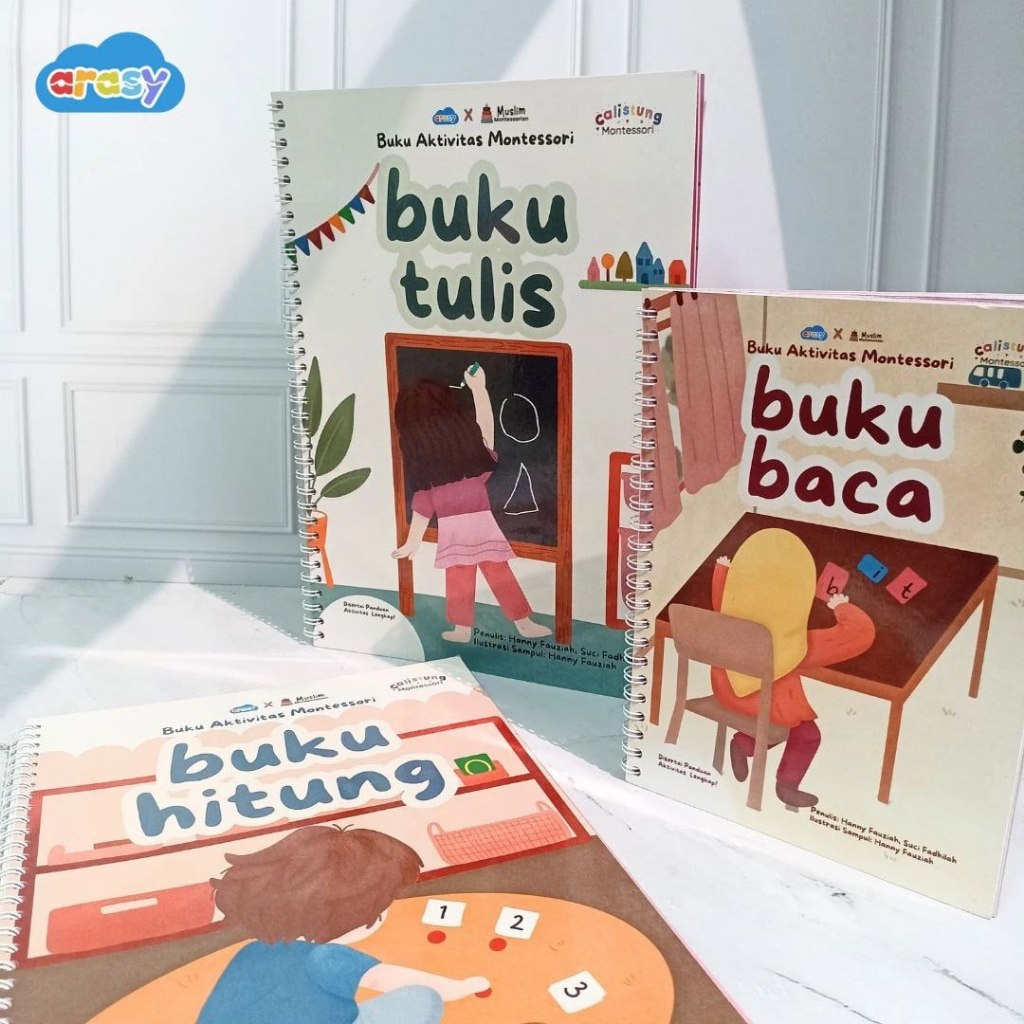 Buku Calistung Montessori / Belajar Berhitung / Belajar Membaca / Belajar Menulis