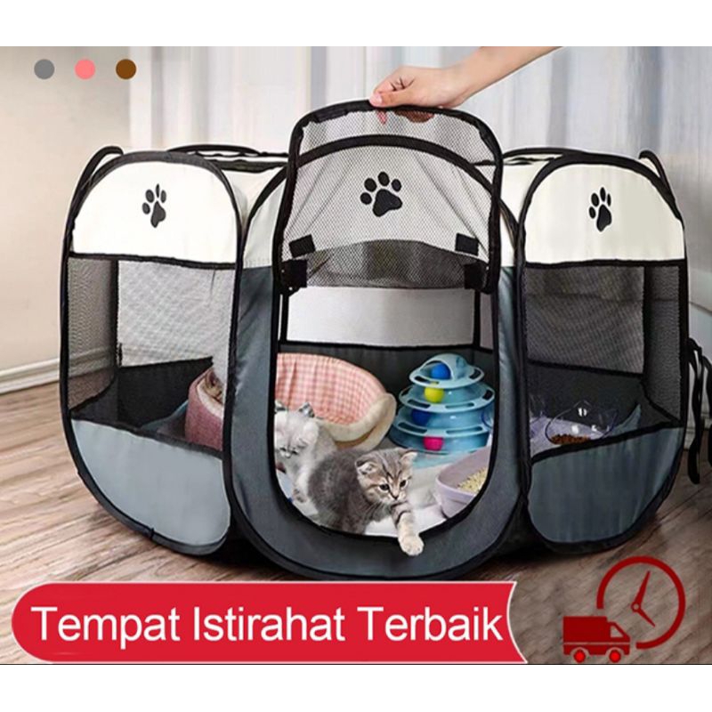 Kandang Kucing Anjing Besar Kandang Tenda Kucing Anjing Lipat Portable Rumah Pagar Kucing Anjing Lip