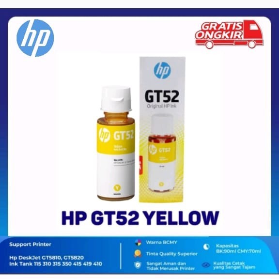 Tinta Refil HP GT52 Yellow Original Printer Ink Tank 115 310 315 319 - Kuning
