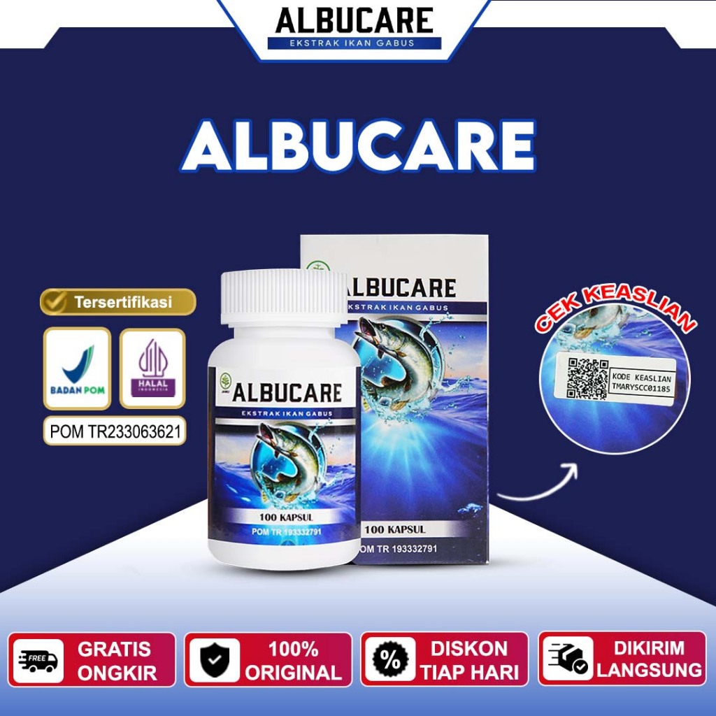 Obat Tradisional Ekstrak Ikan Gabus / Kutuk / Bogo Asli - Albucare 100 Kapsul