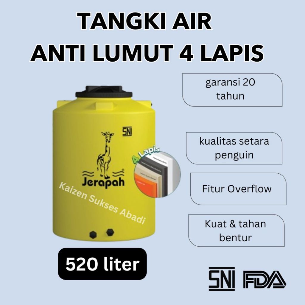tandon tangki toren air jerapah 520 500 Liter kualitas penguin 4 lapis anti lumut awet murah garansi