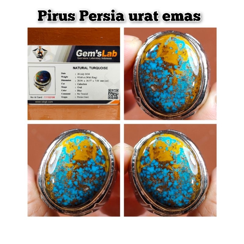 NATURAL BATU AKIK PIRUS PERSIA URAT EMAS