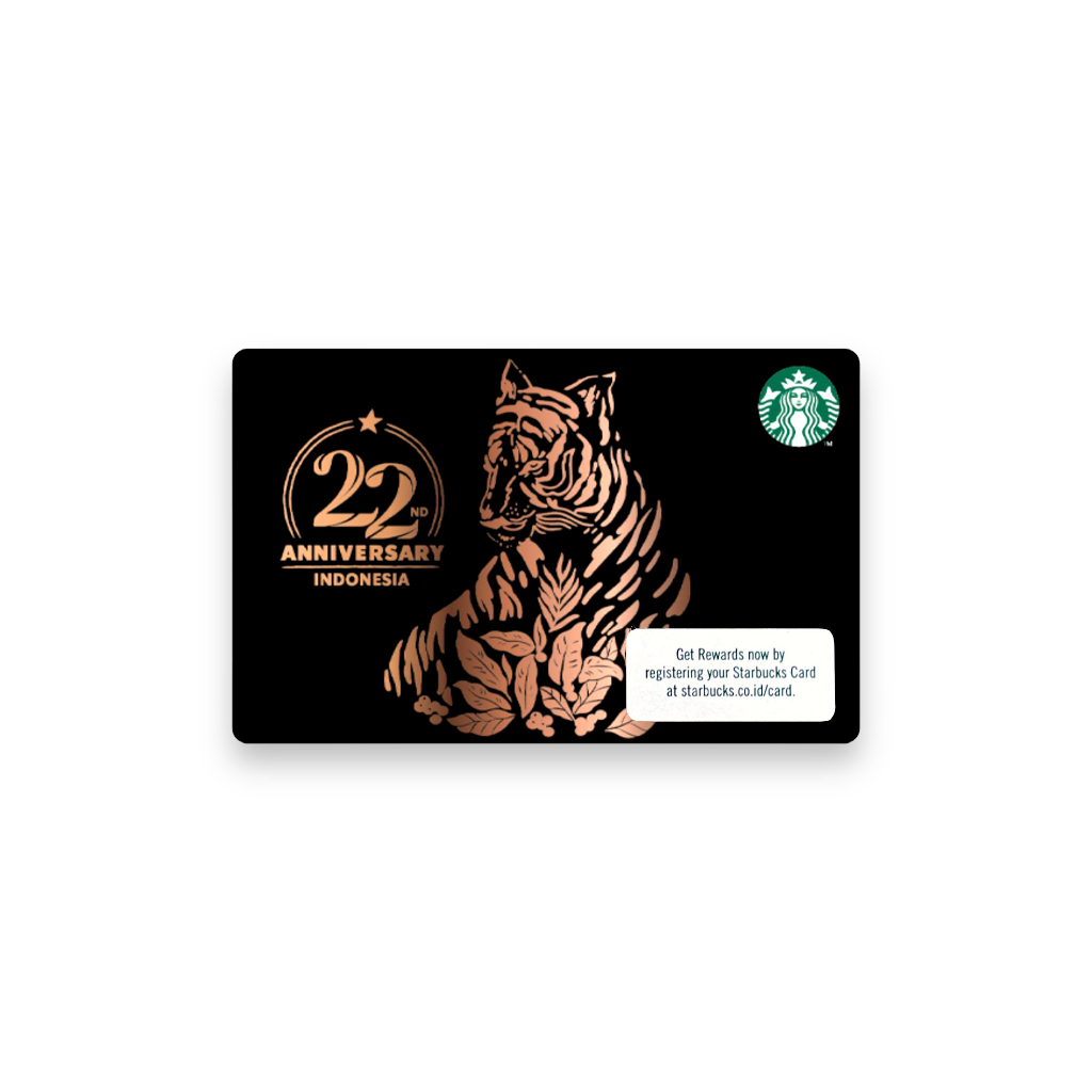 Starbucks Card 22nd Anniversary Black Gold Tiger Kartu Paper 2024 Giftcard Limited Edition