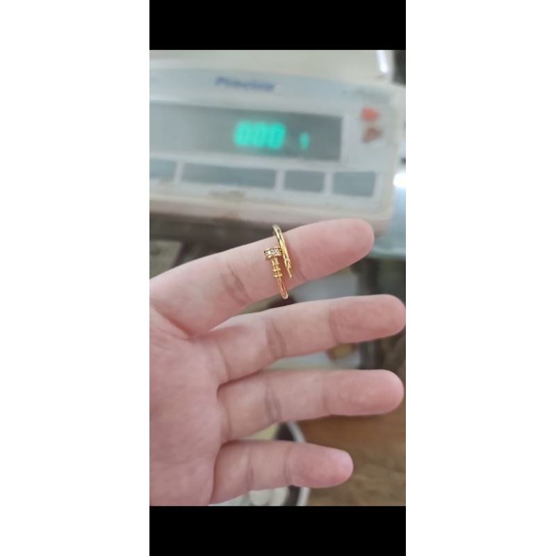 Cincin paku model  375 ring 14 12 emas asli muda
