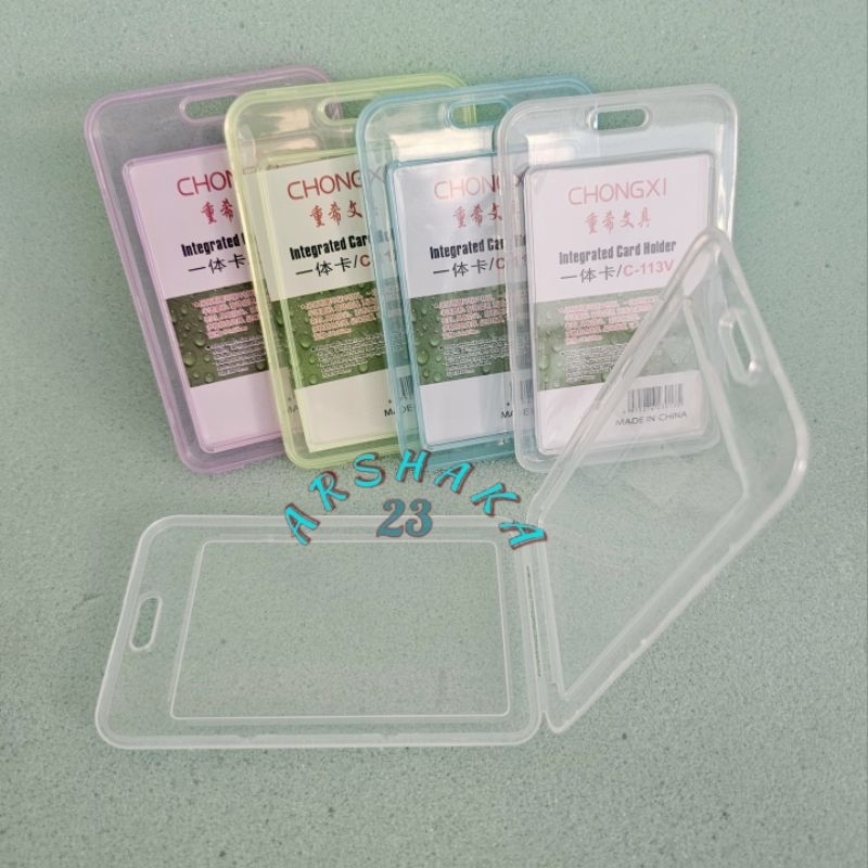 Tempat Kartu Id Card Plastik 2 Sisi Bening Transparan