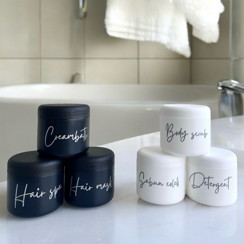 TEMPAT LULUR 250ML HITAM PUTIH SILVER EDITION aesthetic jar wadah sabun colek hair scrub estetik