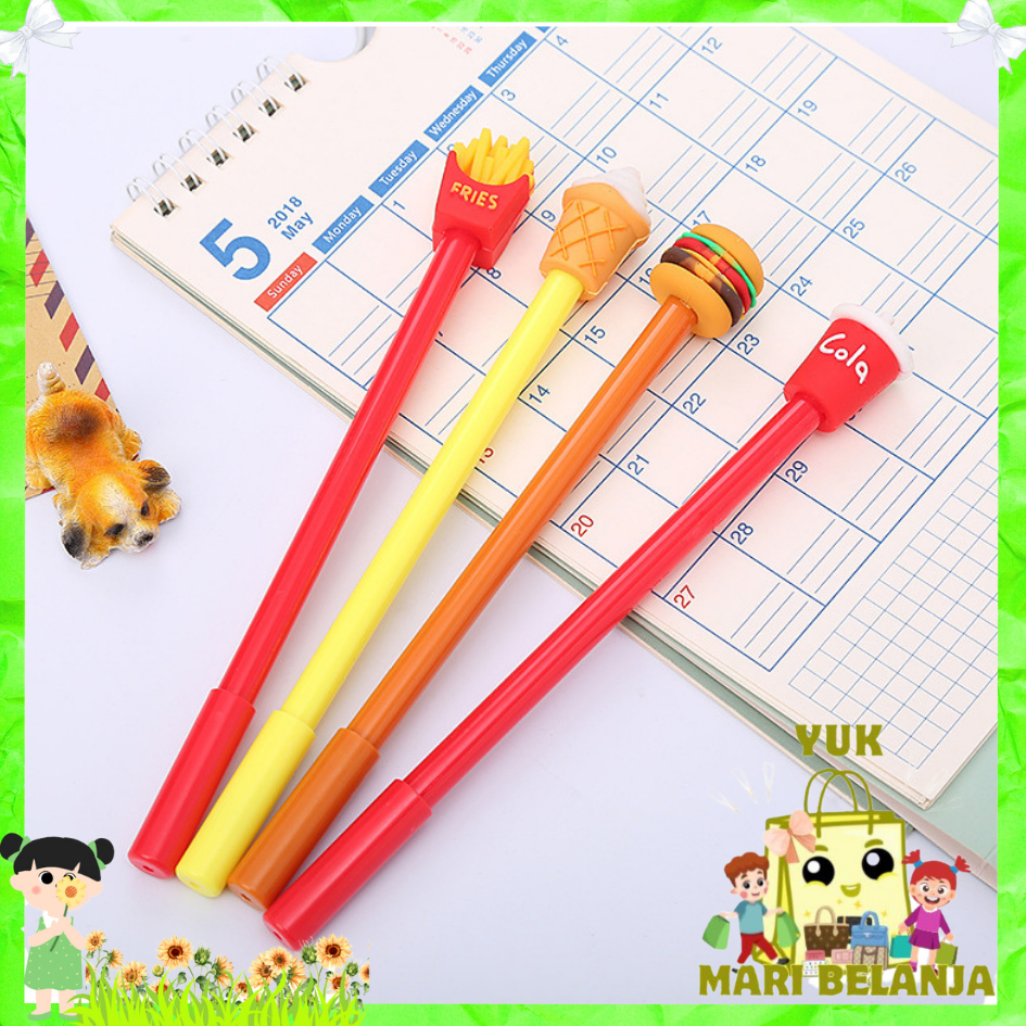 

YMB Pena Fast Food Pena Karakter Lucu Model Junk Food Burger Soda Cola French Fries Pen Karakter