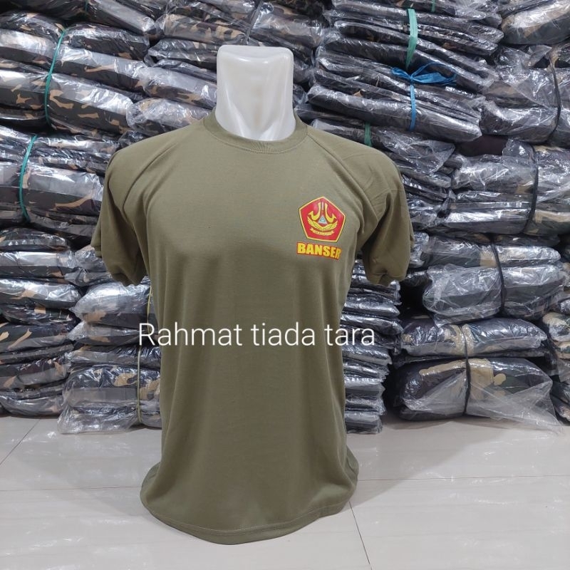 KAOS PDH BANSER,KAOS PENDEK BANSER WARNA HIJAU,TOPI PDH BANSER