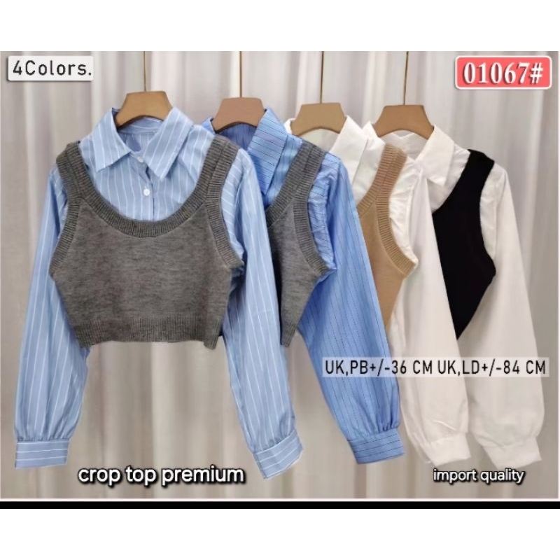 crop top rajut kemeja cicilia/atasan rajut korea
