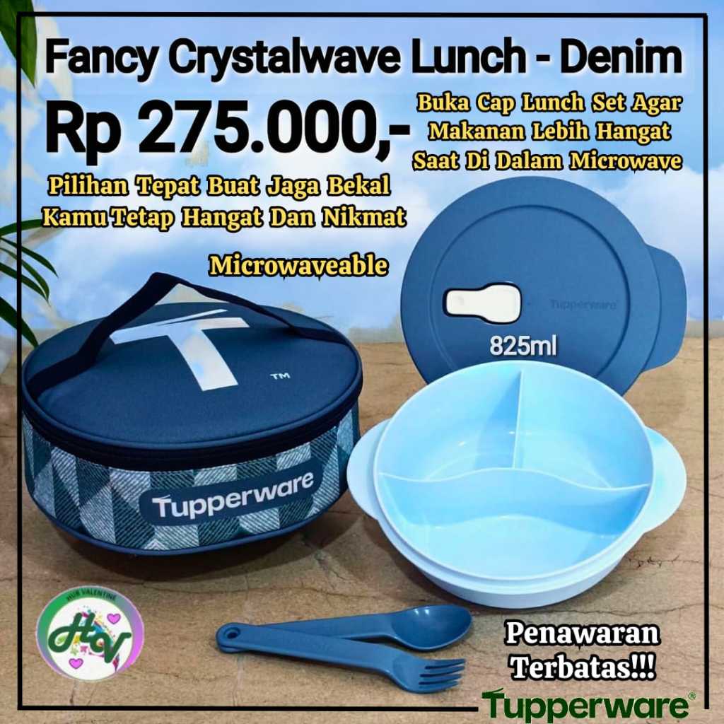 Tupperware crystalwave lunch set denim